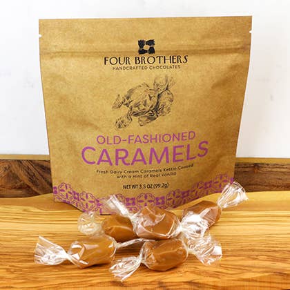 3.5 oz. Old-Fashioned Caramel Pouch for wholesale by Four Brothers Chocolates