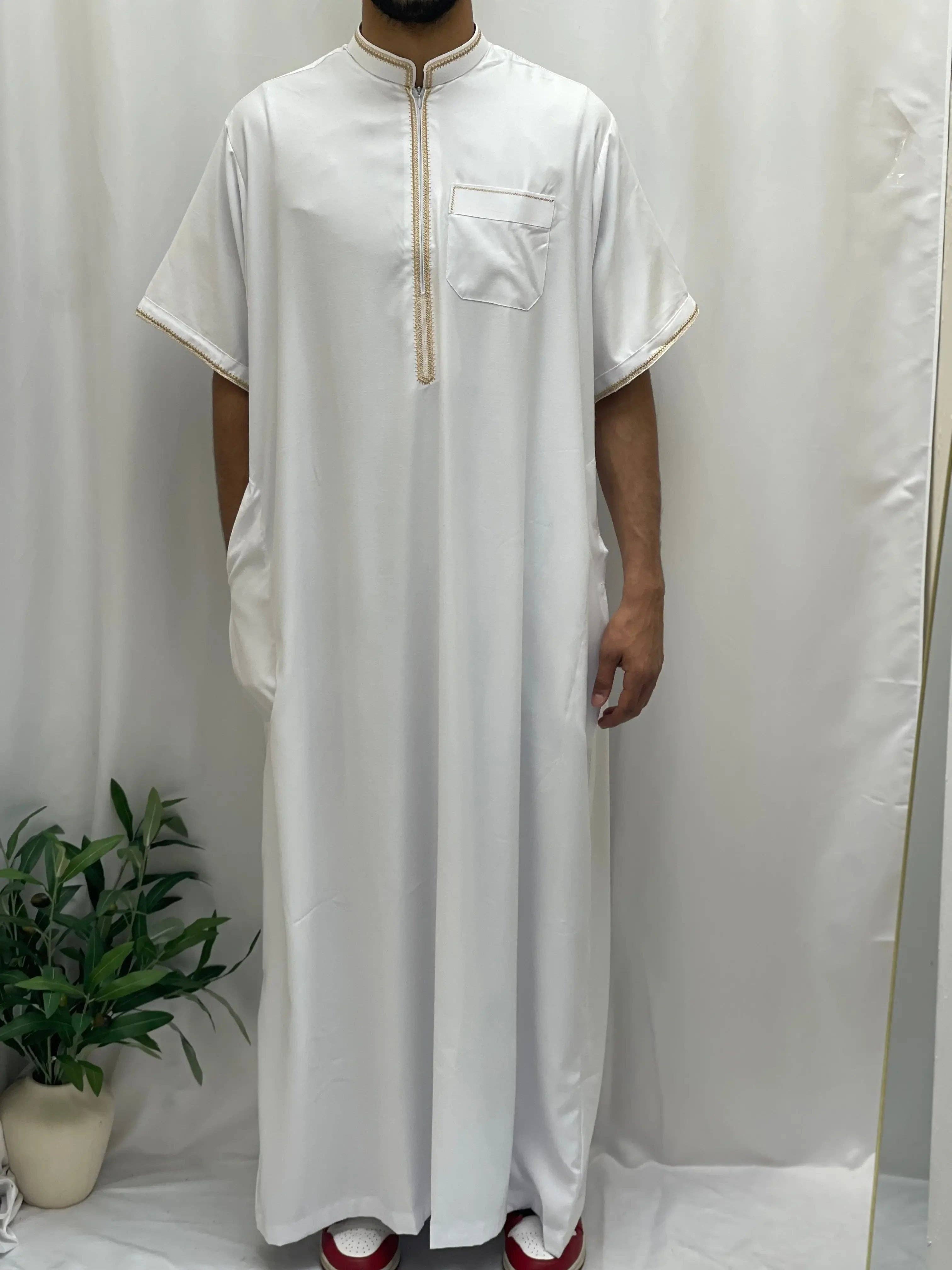 Palestinian Elegance - Wholesale  - Timeless Elegance: Men's Durable Kaftan Thobe with Gold Details18