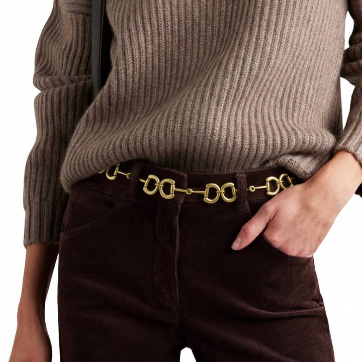 HoopLa - Wholesale Belt - Women's - Equestrian Snaffle Bit Chain Belt- Vintage Gold- Waterproof4