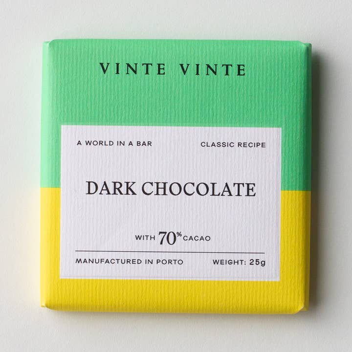 CLASSIC DARK CHOCOLATE 70% 25g  for wholesale by Vinte Vinte Chocolate