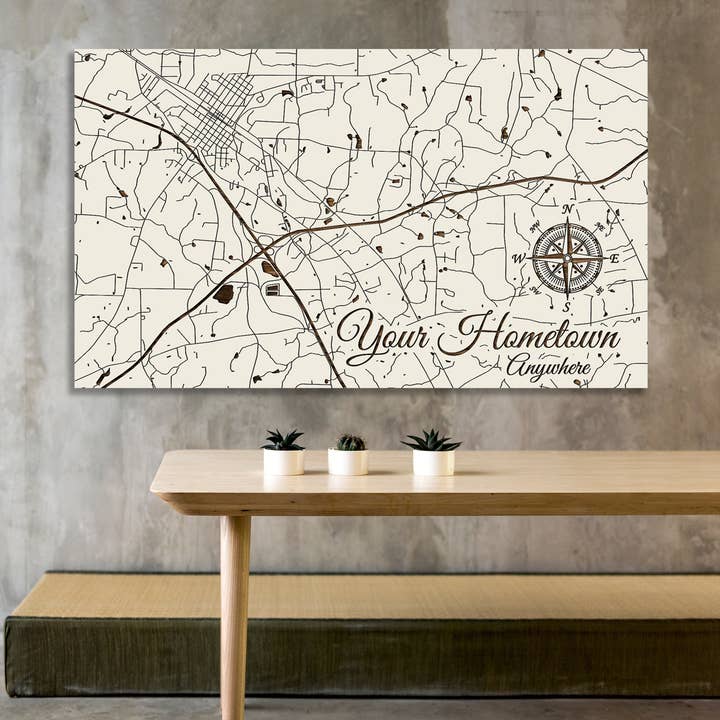 Fire & Pine - Wholesale Map - Custom: Existing Engraved Wood Map