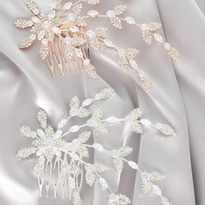 SP Sophia Collection - Wholesale Hair Brush/Comb - CZ Embellished Vine Bridal Updo Hair Comb