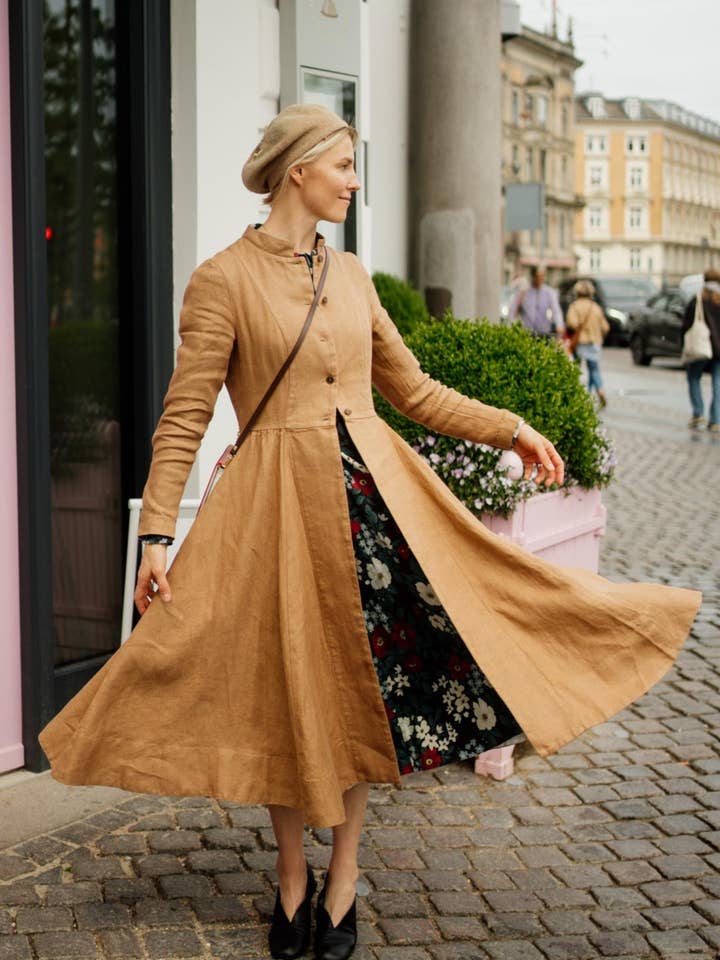 Victorian – Twill Linen Coat with Mandarin Collar for wholesale by Son de Flor