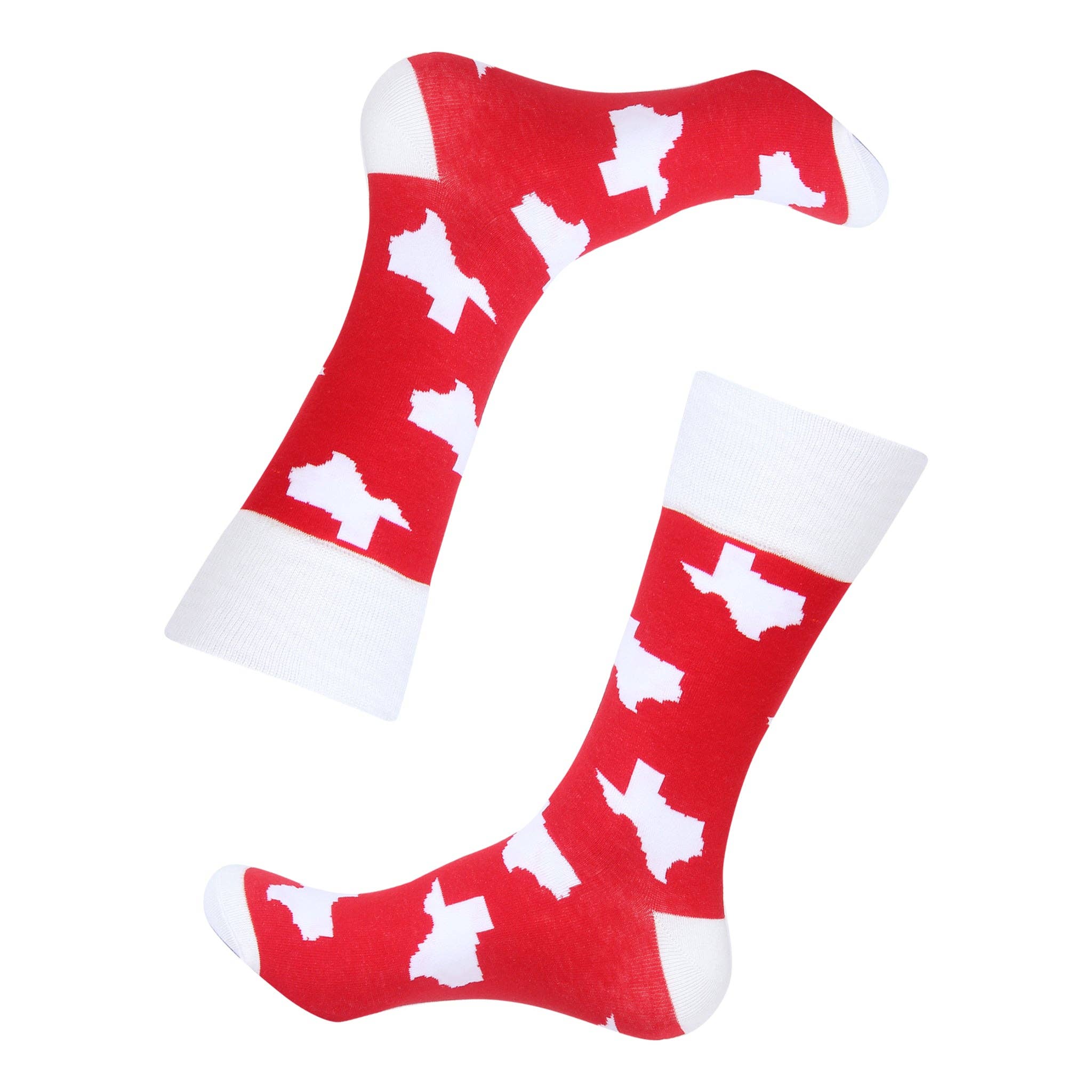 Barrel Down South – wholesale Socks – Unisex – Red/White Texas Shape Socks2