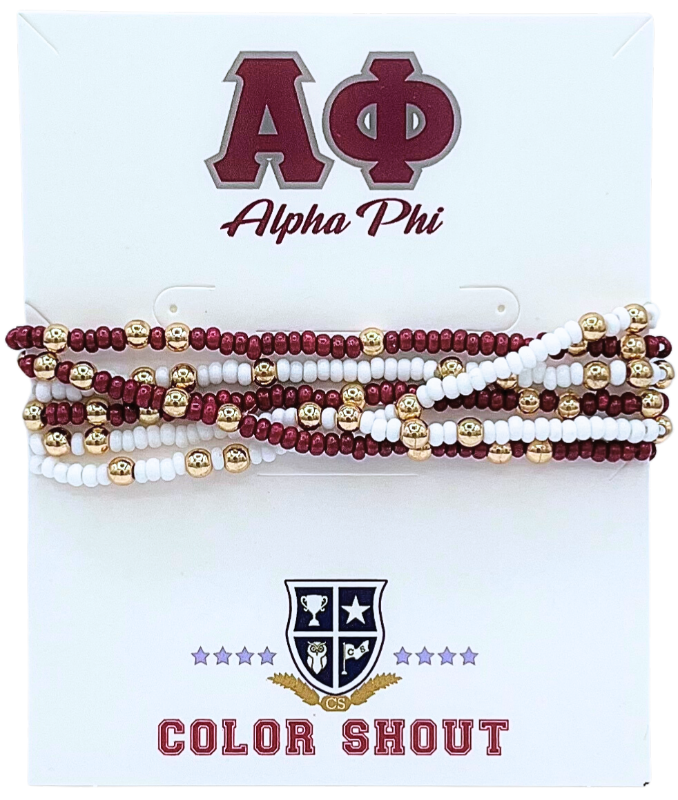 Color Shout - Wholesale Jewelry Set - Sorority Colors Stack: Set of 6 Beaded Stretch Bracelets3