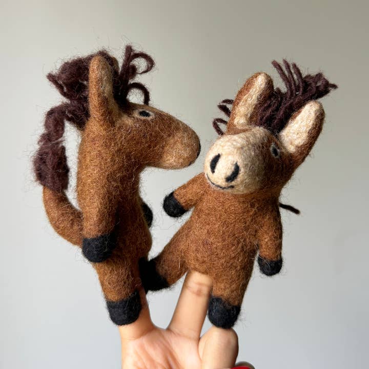 Horse Finger Puppet, Handmade, Needle Felted, 100% Wool for wholesale by Everest Pet Supply & Gifts