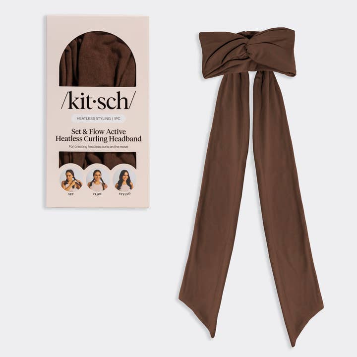 Set & Flow Heatless Curling Headband - Chocolate Brown for wholesale by KITSCH