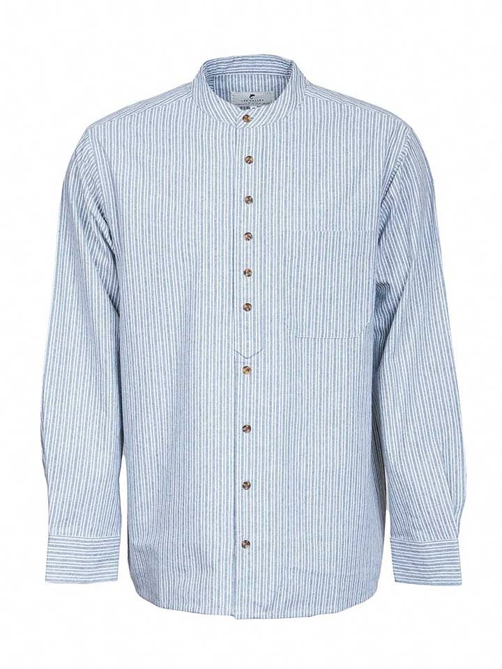 Lee Valley Ireland - Wholesale Button Down Shirt - Men's - Grandfather Shirt Vintage Ivory Pin Stripe on Grey (VR2)2
