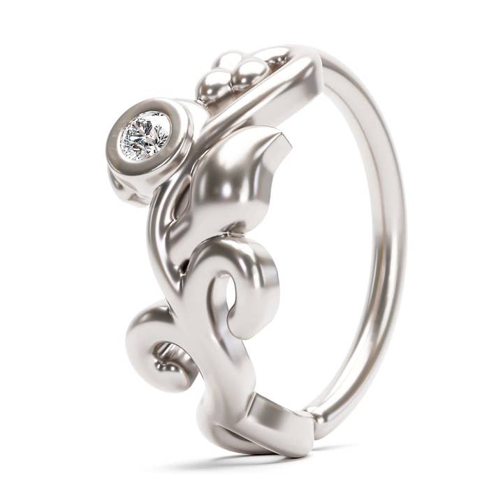 Aro sin costuras en forma de hoja de diamante de oro macizo para venta al por mayor de Umanative Design