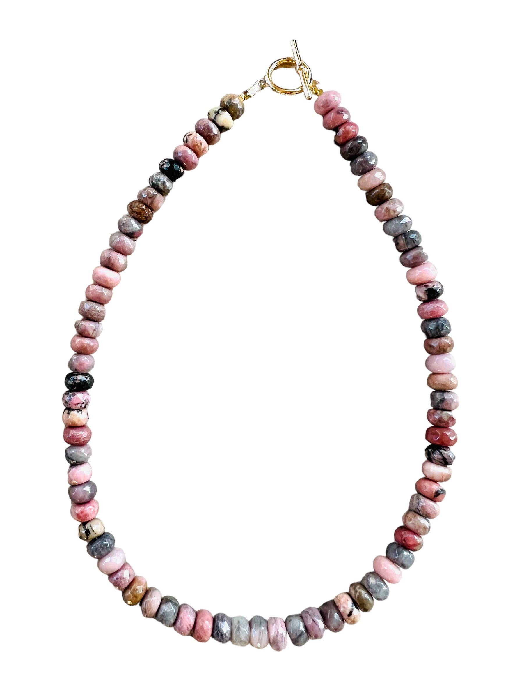 Sonya Renee Jewelry - Wholesale Beaded/Pearl Necklace - Candice Necklace - faceted and smooth gemstone roundels1