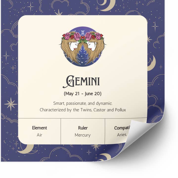 Pegatina Zodiaco Géminis para venta al por mayor de Vairagya Yogashala