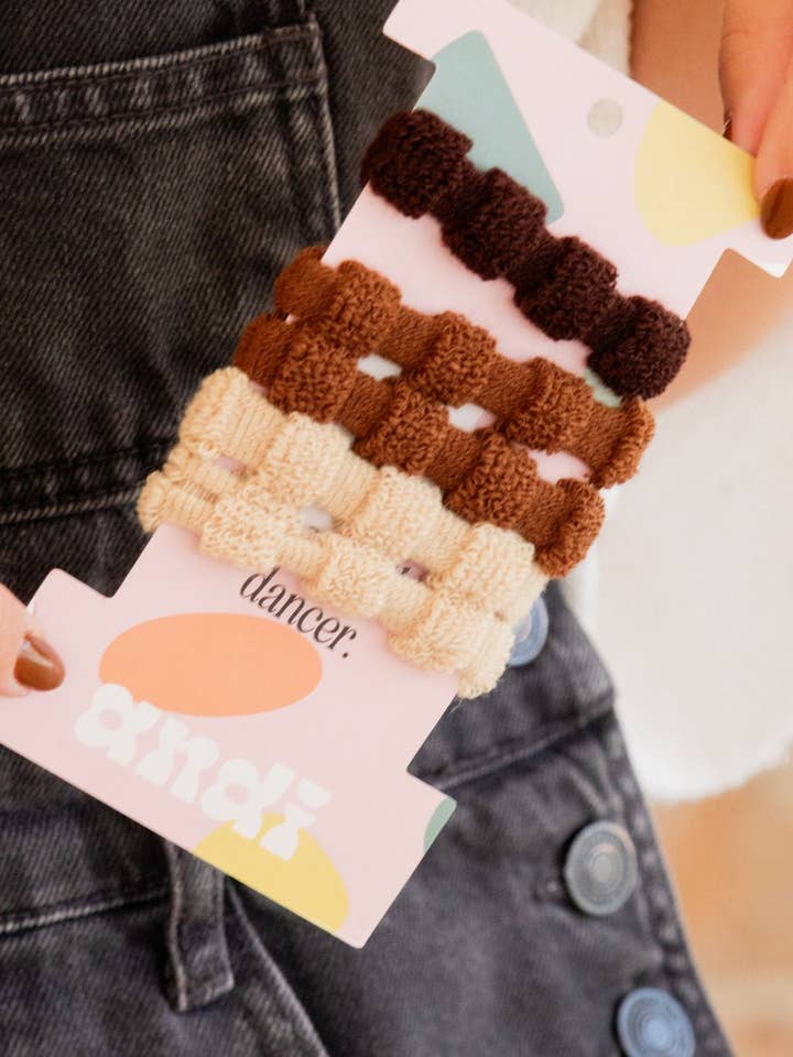 Dashed Neutral Hair Tie 5-Pack for wholesale by Shop Andi