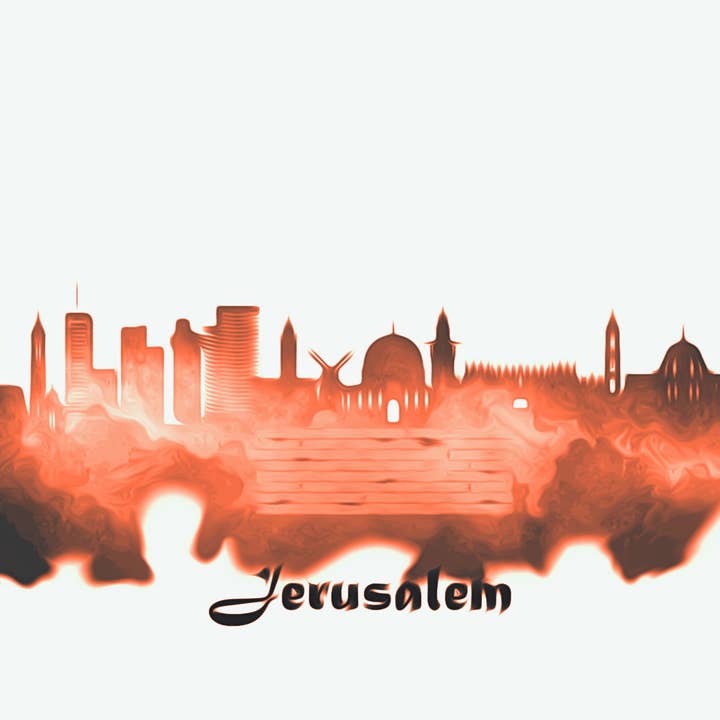 City Of Jerusalem Skyline Poster Watercolor Art 3 for wholesale by BMS BIZ