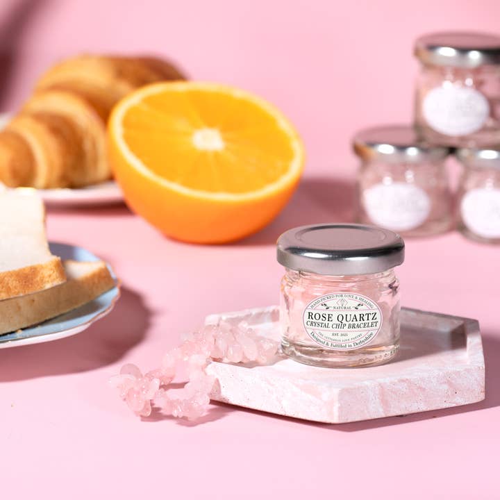 Rose Quartz Crystal Chip Bracelet | 2026 Gem Jar Collection for wholesale by Letterbox Love Bracelets