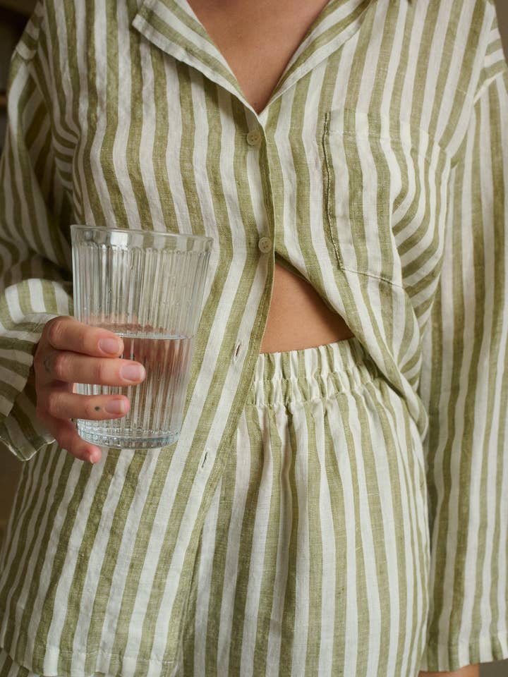 Linenfox - Wholesale Pants - Women's - Striped Linen Pyjama Pants1