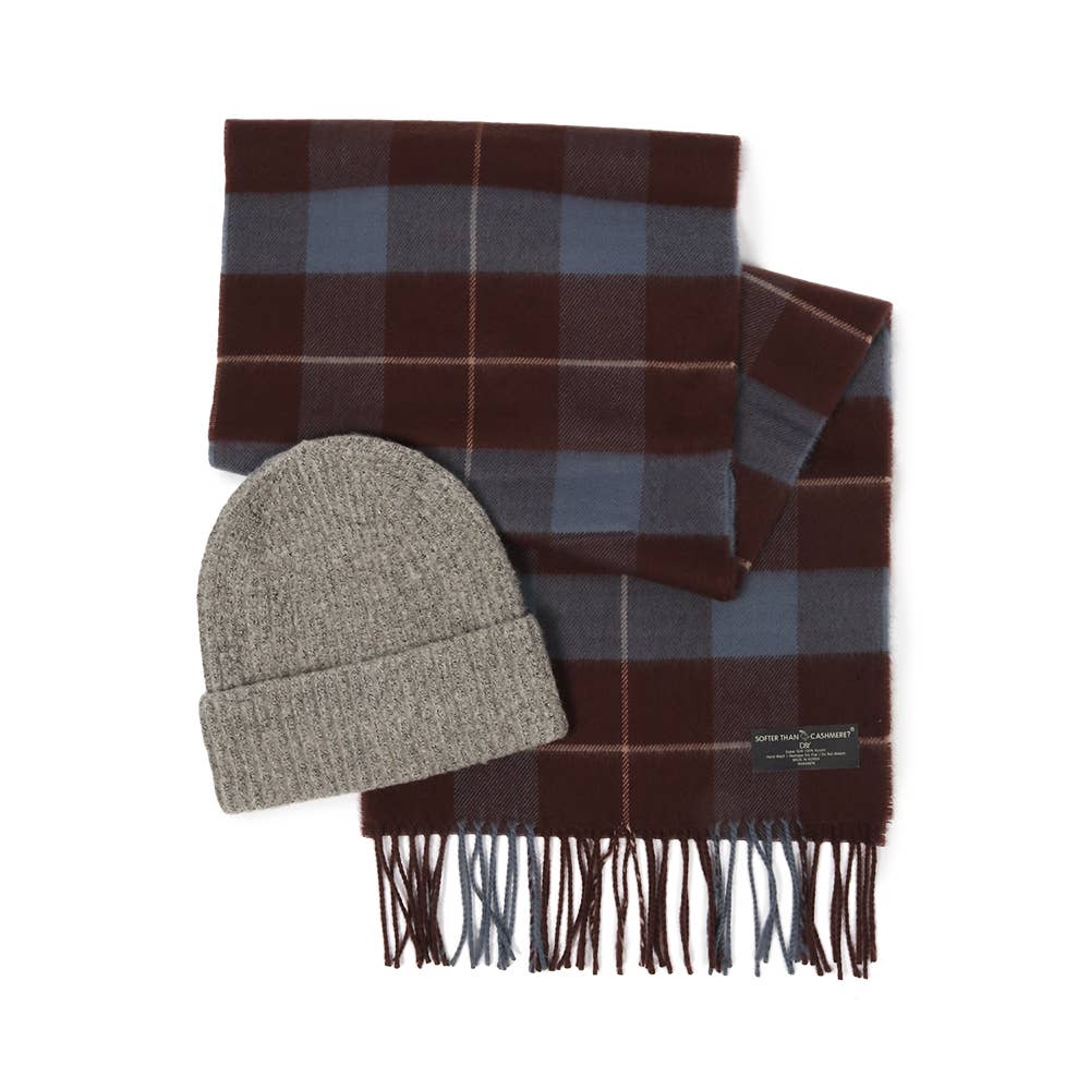 David And Young - Wholesale Beanie - Unisex - Holiday Soft Knit Cuffed Beanie + Vegan Cashmere Scarf SET8