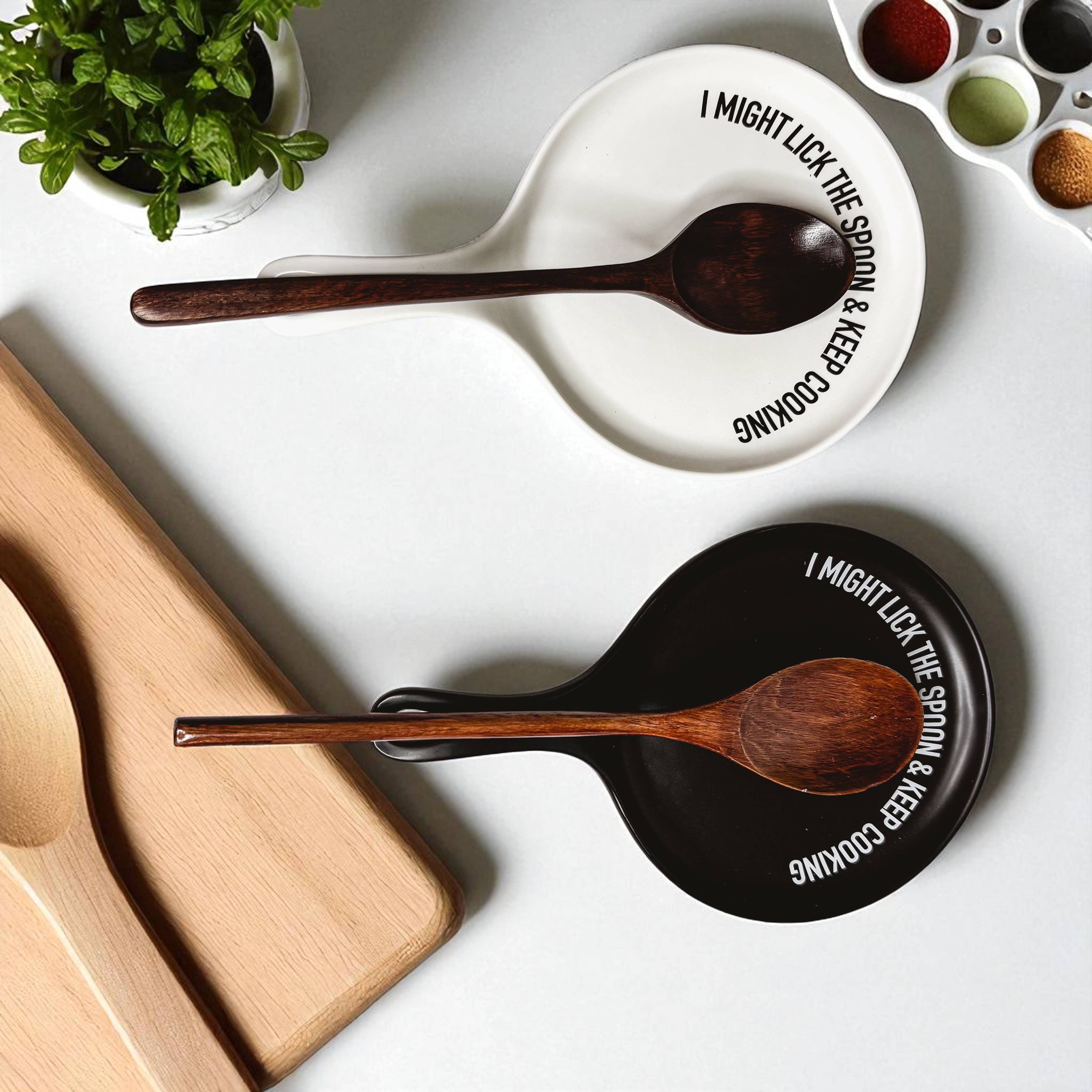 Gia Roma - Vendita all'ingrosso Poggiamestolo - Decorazione da cucina, set di poggia cucchiai in ceramica fatto a mano con cucchiaio in legno52