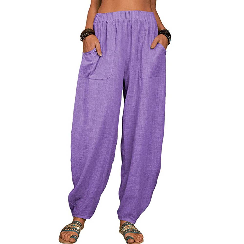 HIDDENBRAND - Wholesale Pants - Women's - Leisure cotton blend drawstring harlan pants4