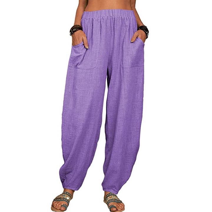 HIDDENBRAND - Wholesale Pants - Women's - Leisure cotton blend drawstring harlan pants4