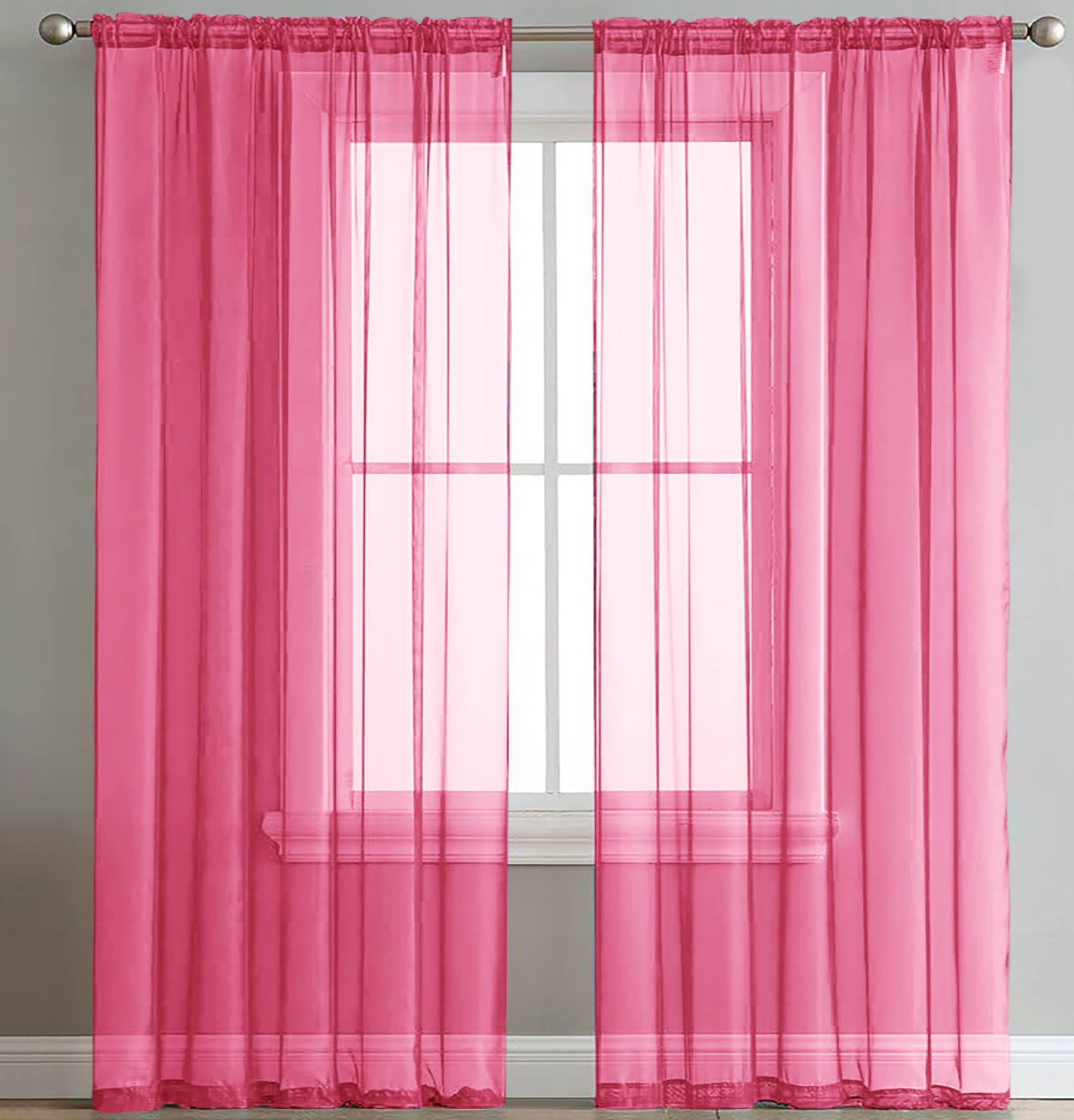 home mart goods - Wholesale Curtain - 84" Long, 2 Panels - Sheer Window Rod Pocket Curtain Set6