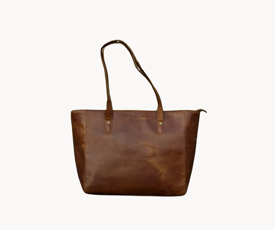 Alta Quero - Vente Tote bag – femme - Sac cabas, cuir fauve, quotidien2