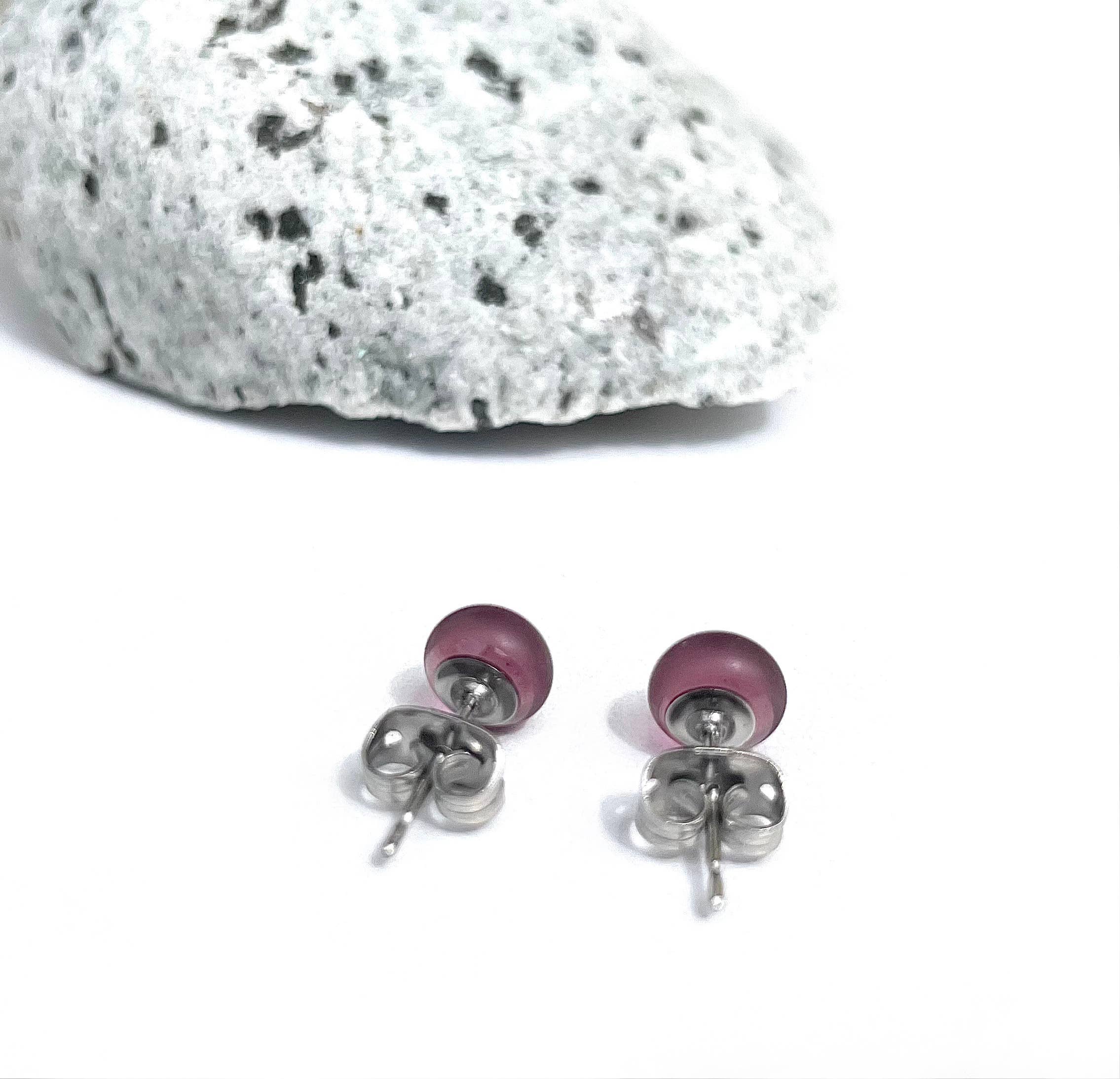 Flame Work Designs - Glass Jewelry - Wholesale Stud/Post Earrings - 12 Pairs Rainbow Sea Glass Studs Collection 10% OFF13