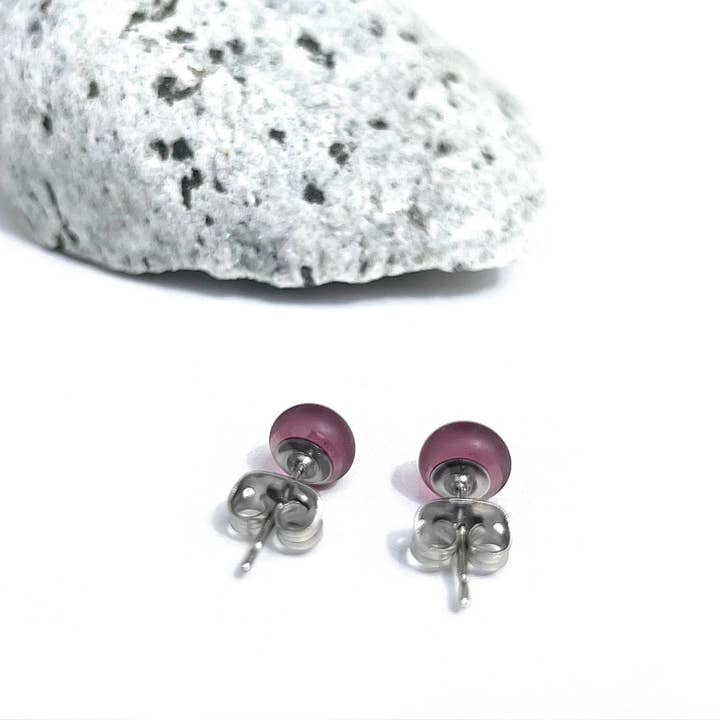 Flame Work Designs - Glass Jewelry - Wholesale Stud/Post Earrings - 12 Pairs Rainbow Sea Glass Studs Collection 10% OFF13