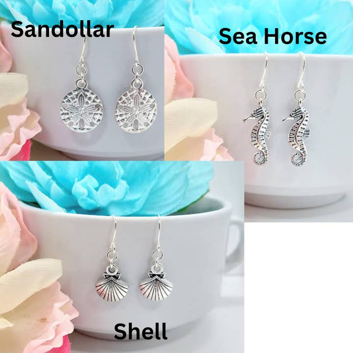 Bad Apple Designs - Wholesale Dangle Earrings - Sand Dollar Earrings: Beachy Sterling Silver Dangle Earrings3