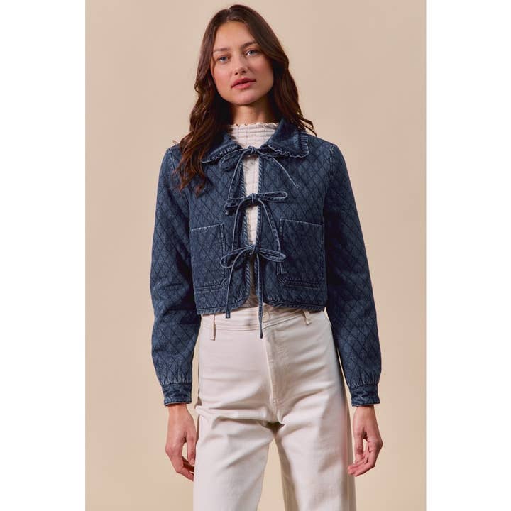 Jacke mit Kragen, Frontschleife, langen Ärmeln und Steppmuster für den Großhandel von IVE