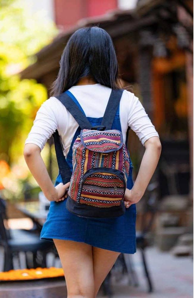 Ganesh Himal Trading - Wholesale Backpack - Women's - Cotton Gyari Backpack Drawstring Closure