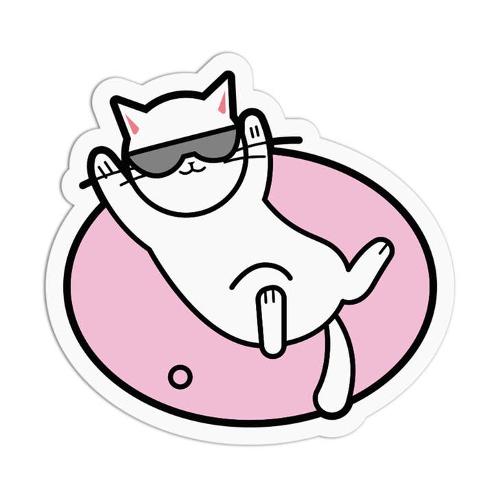 Cool Shades Floating Cat Summer Textured Stickers for wholesale by the stkr store