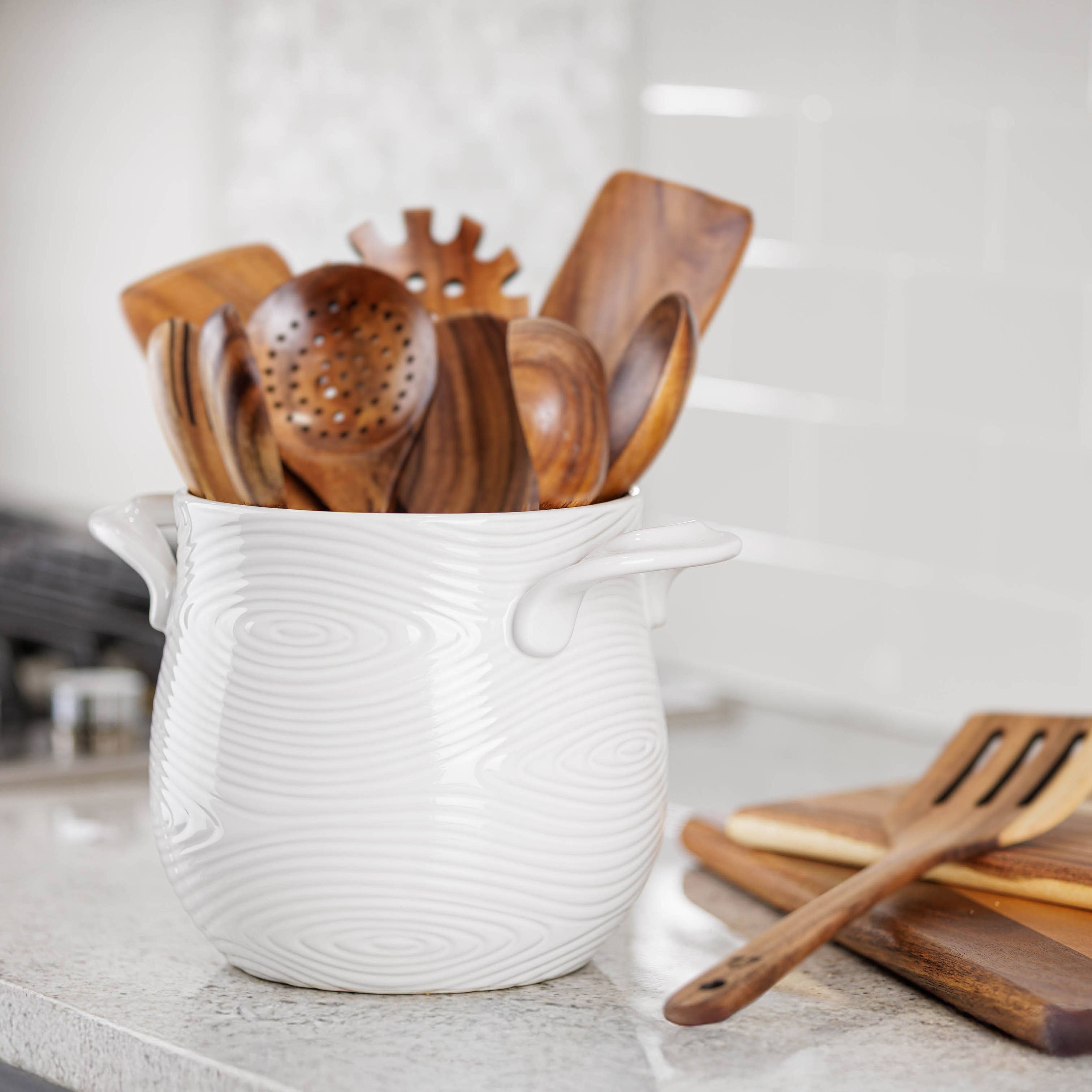 Temp-tations - Wholesale Utensil Holder - Temp-tations Stoneware XL Utensil Crock- Store, Serve, Decor8