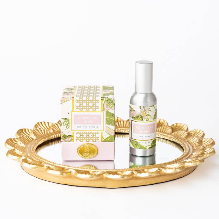 8 Oak Lane - Wholesale Decorative Tray - Gold Scalloped Oval Mirrored Vanity Tray1