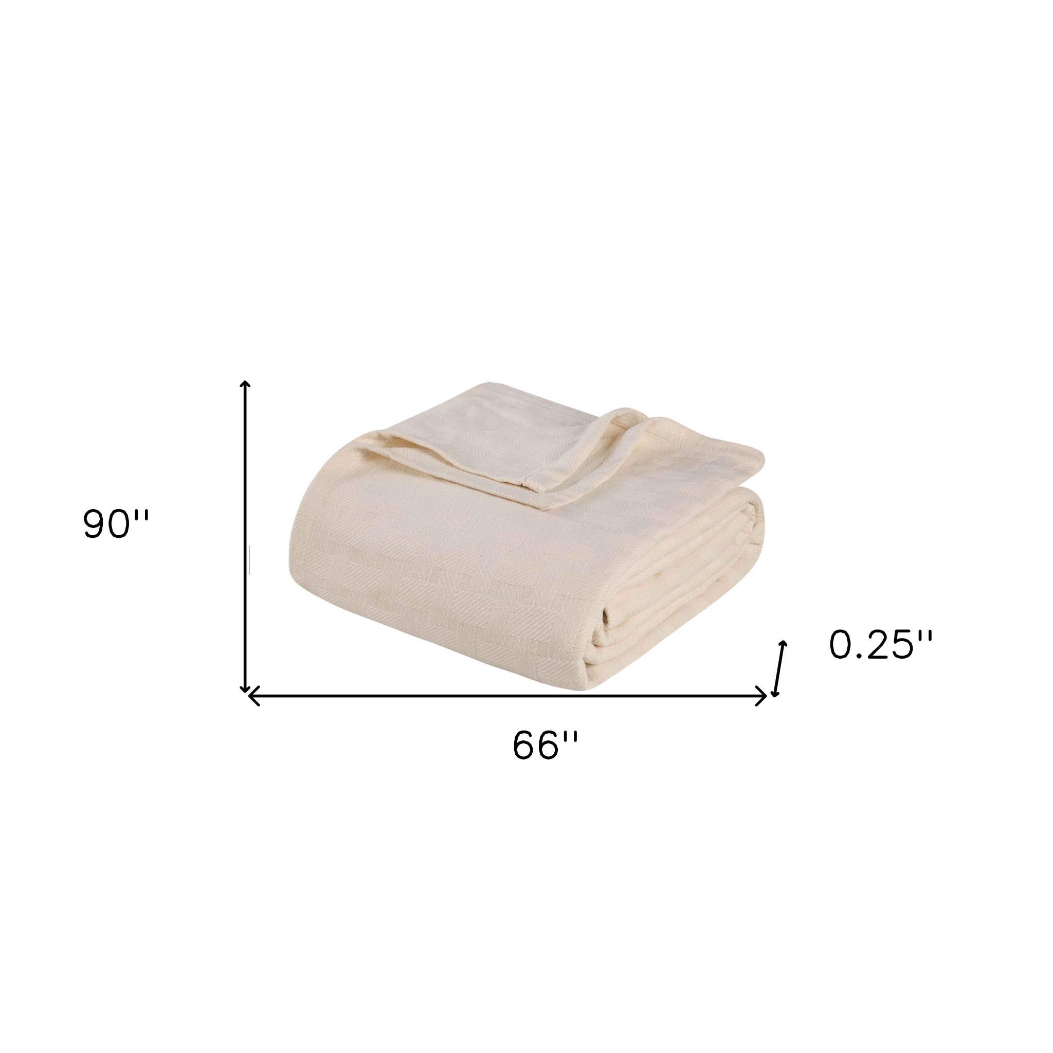 HomeRoots – wholesale Prydnadsfilt – Tvilling Elfenbensvit Bomullskorgfläta Geometrisk Filt2