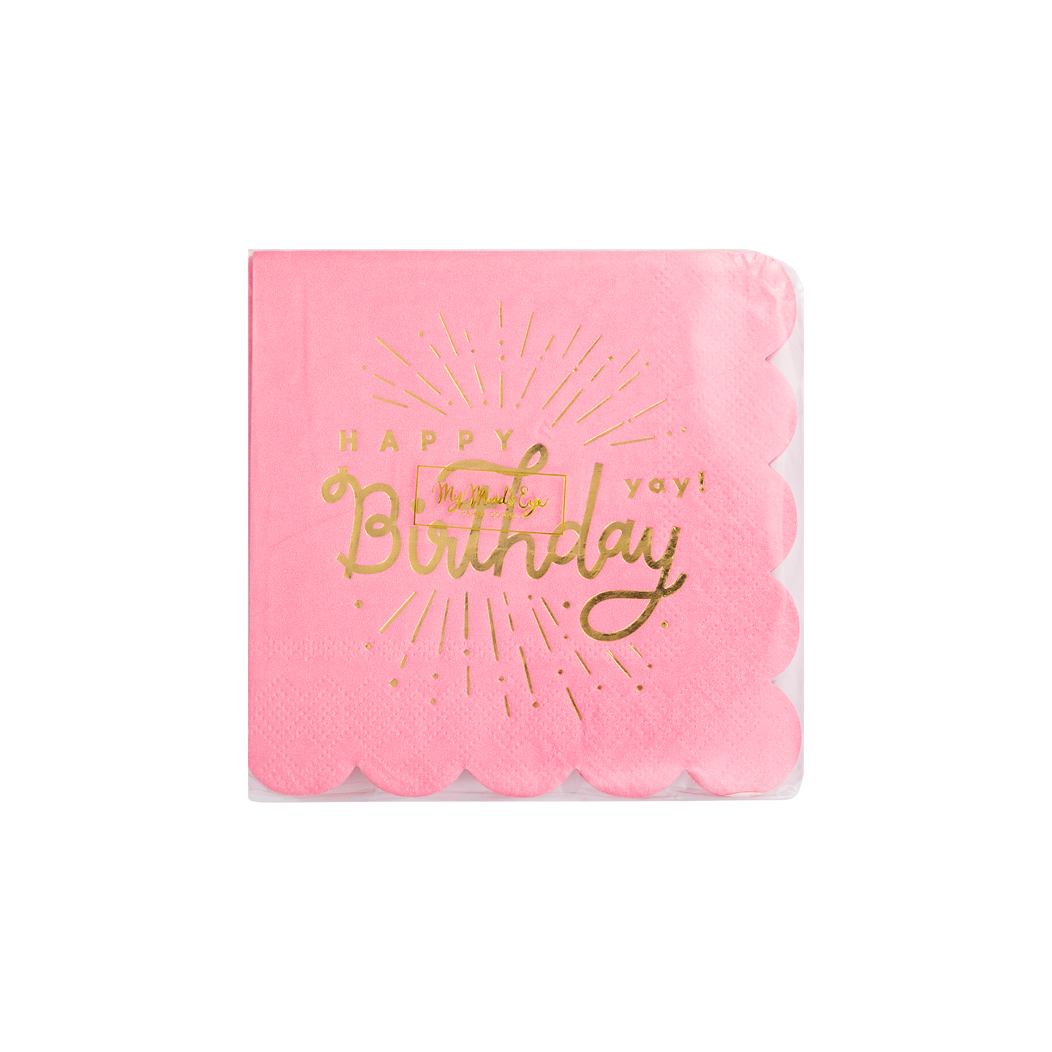 My Mind’s Eye - Wholesale Disposable Napkin - PLWIS37 - Happy Birthday Pink Paper Cocktail Napkin1