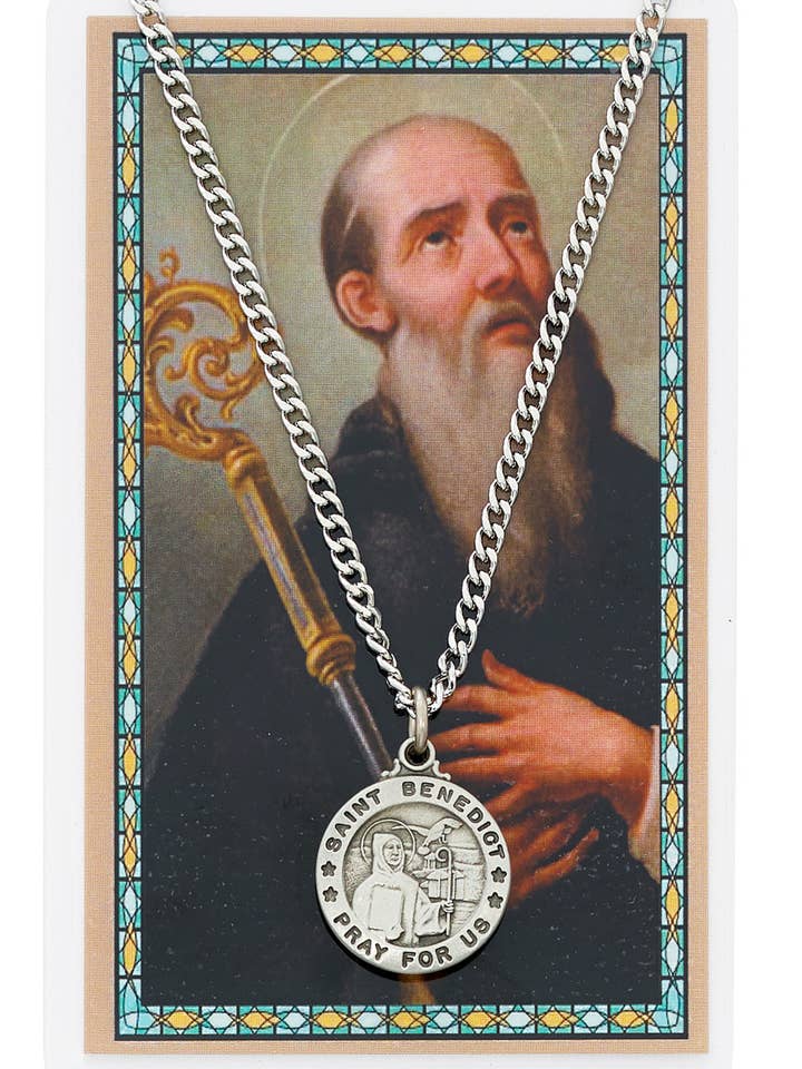 Collier religieux catholique pour hommes Saint Benoît pour la vente par Hail Mary Gifts