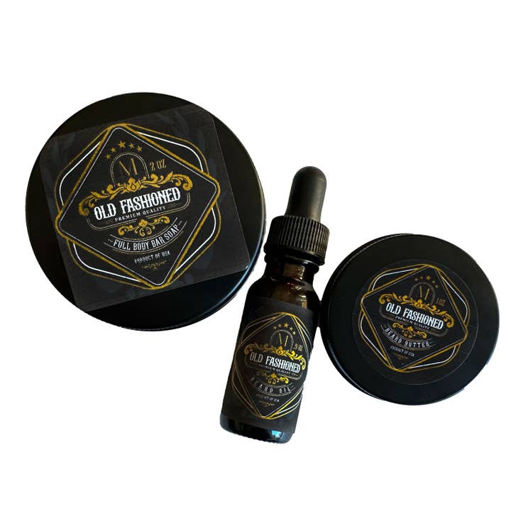 Old Fashioned Essentials Kit - Tobacco Leaf & Amber for wholesale by M Soaps