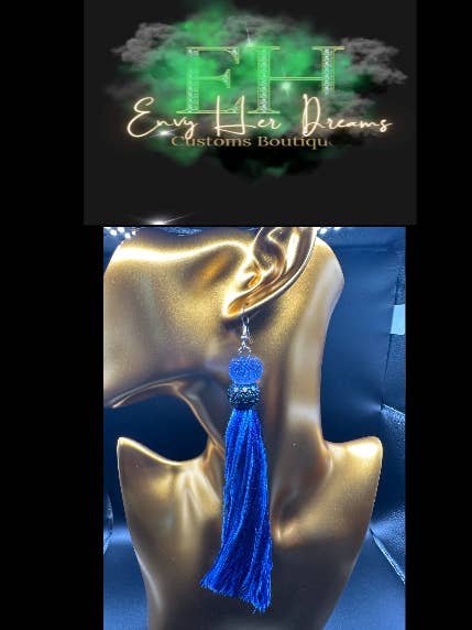 Shades of Blue Tassel Earrings for wholesale by Envy Her Dreams