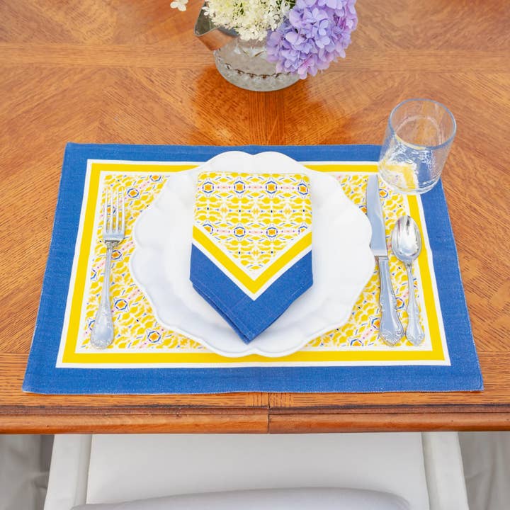 Conjunto de 4 individuais Duplo Limão com Calêndula Laranja por atacado de EVELYN & KATE