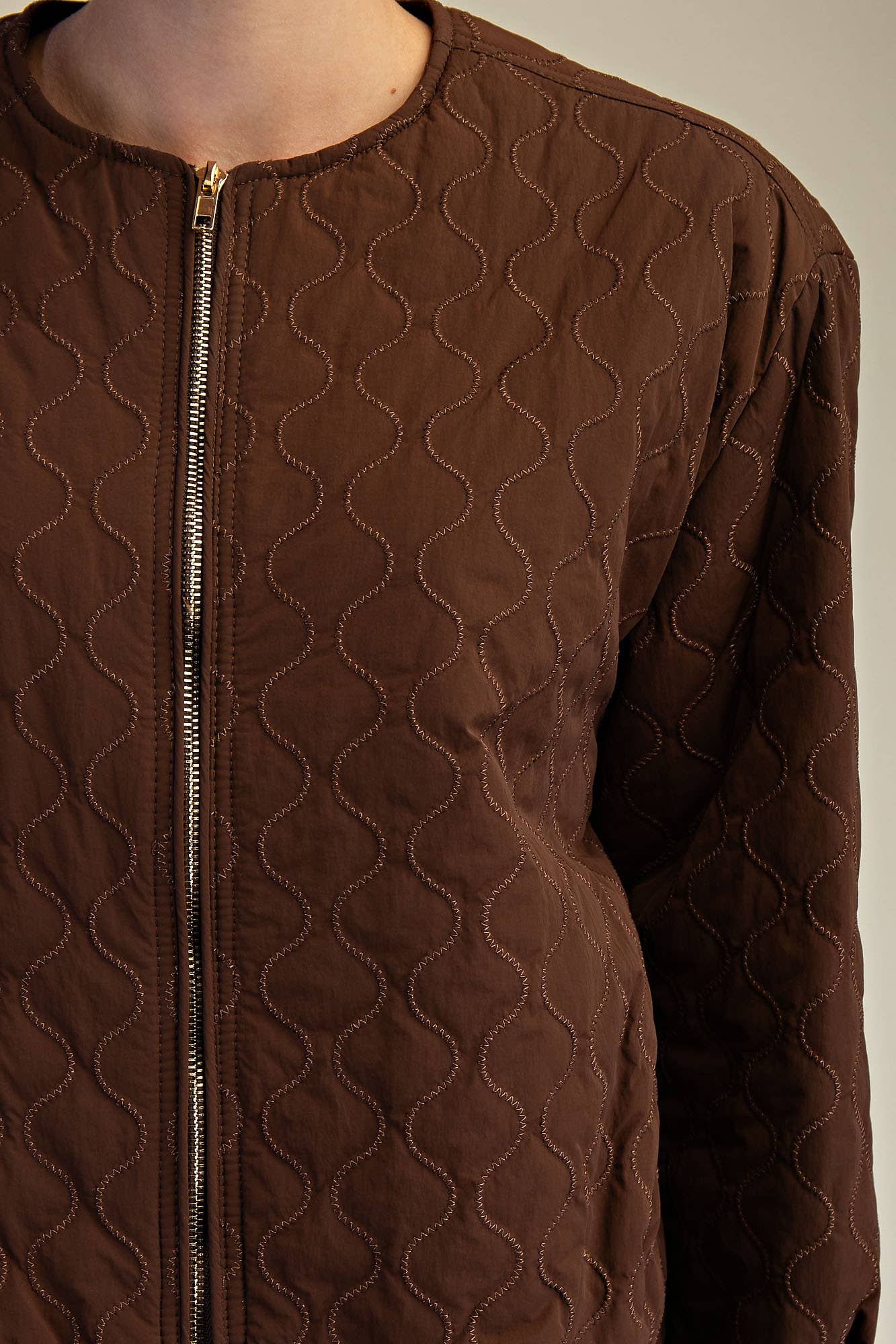 Glam - Wholesale Jacket - Women's - Round Neck Zipper Closure Quilted Jacket17