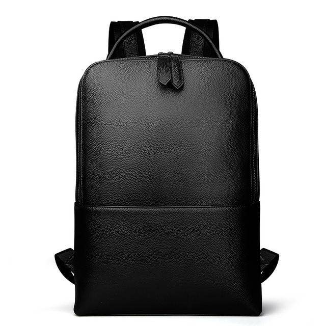 Skald Black Pebbled Leather Backpack | Slim Black Leather Backpack for wholesale by Steel Horse Leather