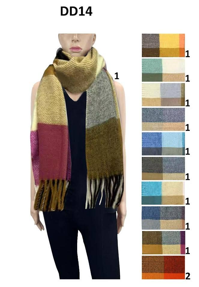 Jasper Trading LLC - Wholesale Scarf - Women's - DD14 - OBLONG SCARF- 12 PC