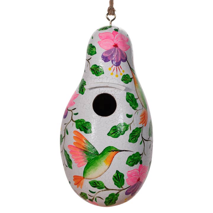 Lucuma Designs - Wholesale Bird House - Hummingbird - Painted Gourd Birdhouse - Artist Made