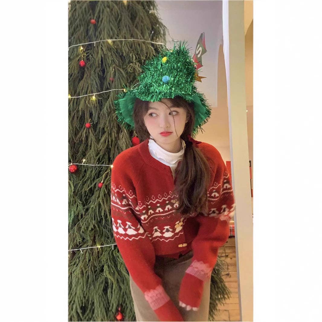 Marayn - Wholesale Cardigan - Women's - Cozy Fair Isle Horn Button Knit Cardigan Sweater15