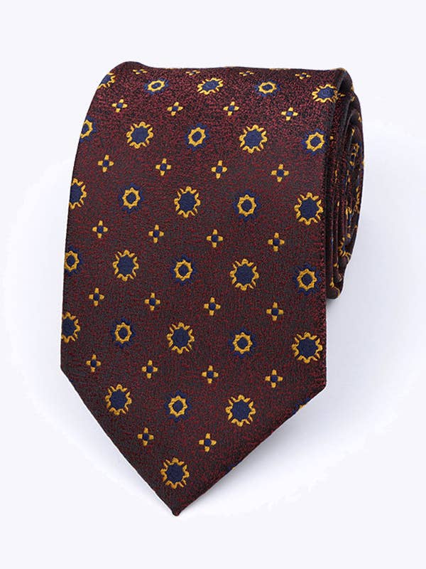 Gravata Vermelha n.º 1 com Padrões para Homem em Poliéster «Edmond» por atacado de Unipap's