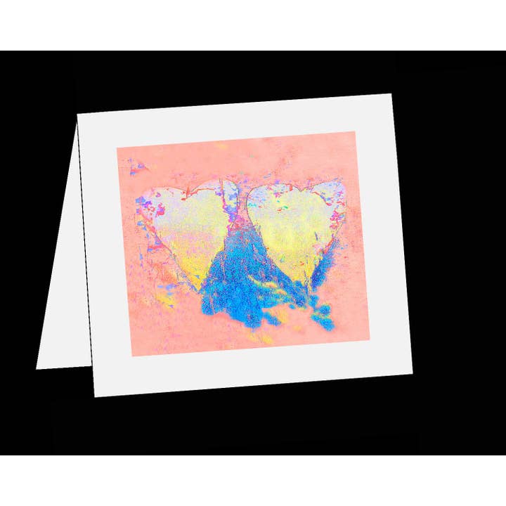 Double Yellow Heart on Soft Pink for wholesale by Line Five Studio