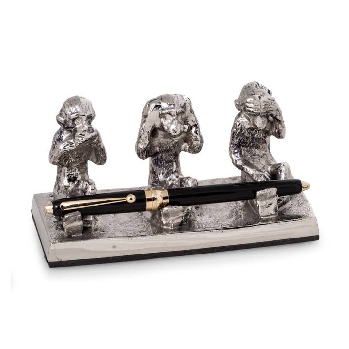 "See, Hear, Speak No Evil" Pen Holder for wholesale by BeyBerk International