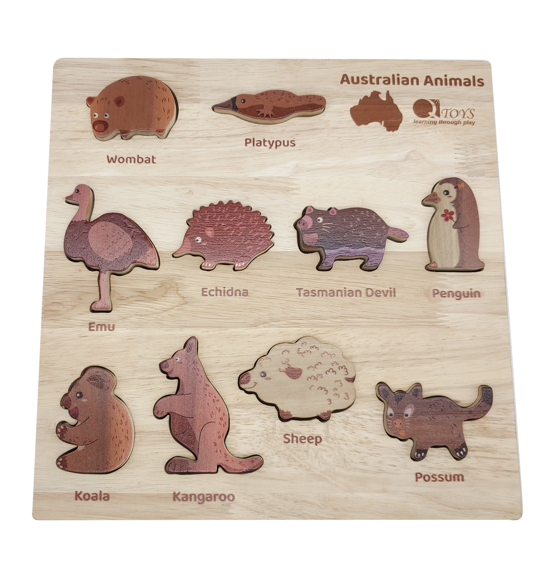 Q Toys - Wholesale Puzzle – Child - Natural Australian Animal Puzzle and Play Set4