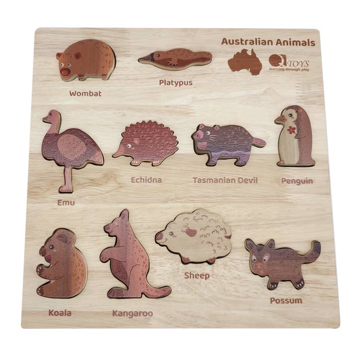 Q Toys - Wholesale Puzzle – Child - Natural Australian Animal Puzzle and Play Set4