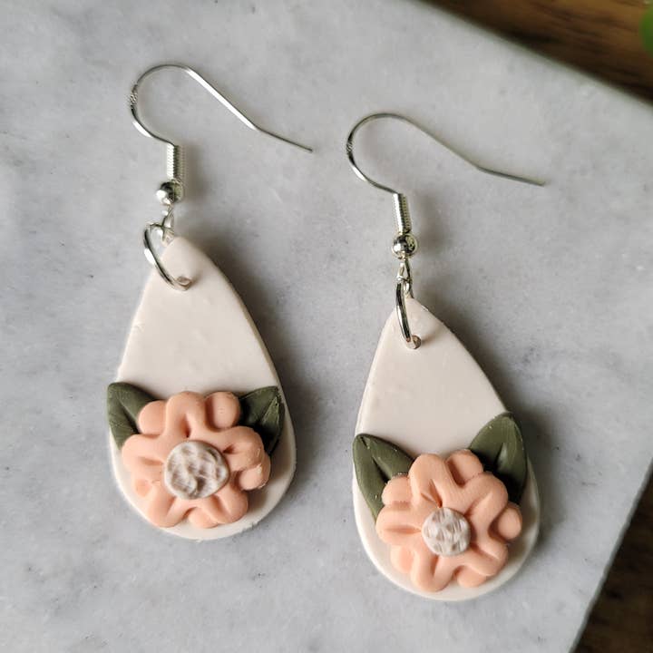 Flower Teardrop Earrings in Orange for wholesale by Simply Handmade Home